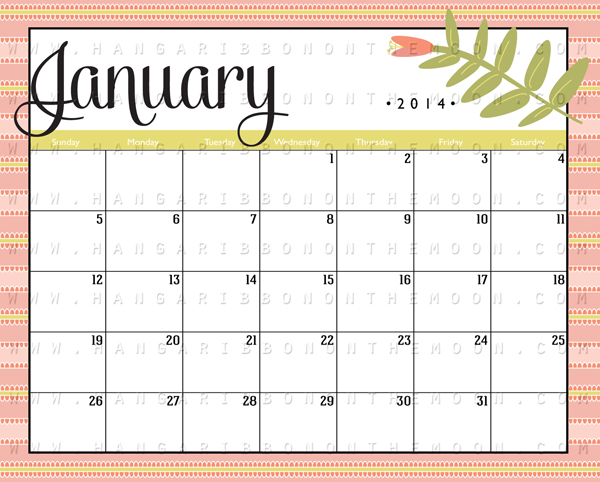 Is there a website that has a 2014 monthly calendar?