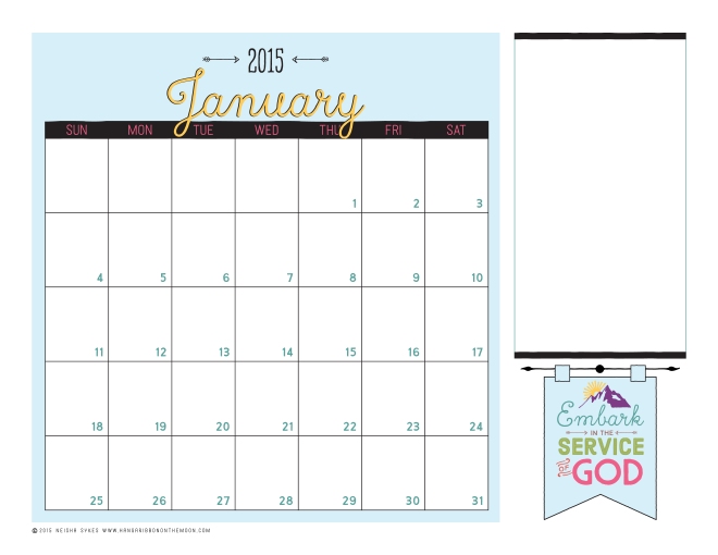 2015 Mutual Theme Calendars for Young Women! Editable PDF--so easy to use! Color and black & white versions. FREE download!