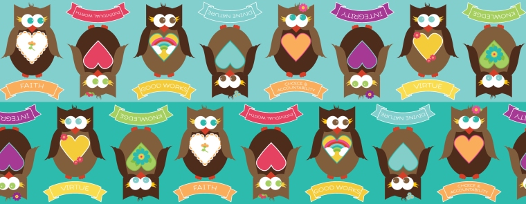 YW Personal Progress V{owl}ues Fabric Collection (11 designs). Perfect for YW birthdays, Christmas gifts, crafts and more!